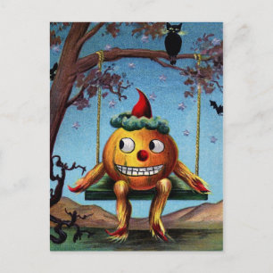 Fröhliches Halloween von Kürkin auf einer Schaukel Postkarte