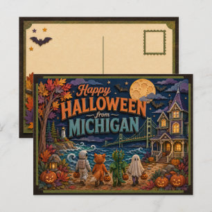 Fröhliches Halloween von Michigan-Kindern Postkarte