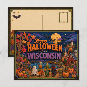 Fröhliches Halloween von Wisconsin-Kindern Postkarte