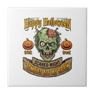 Fröhliches Halloween Zombies haben Zombie-Kopf-Hir Fliese