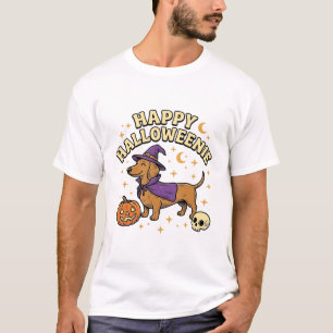 Fröhliches Halloweenie Dachshund Hexen Hund T-Shir T-Shirt