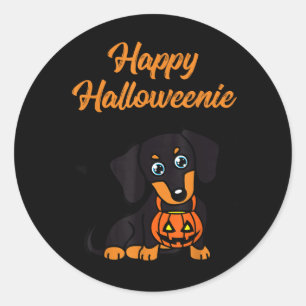 Fröhliches Halloweenie Runder Aufkleber