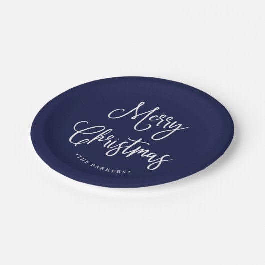 Fröhliches handgeschriebenes Skript des Pappteller (Schrägansicht)