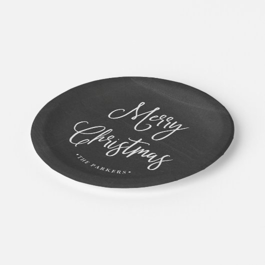 Fröhliches handgeschriebenes Skript des Pappteller (Schrägansicht)