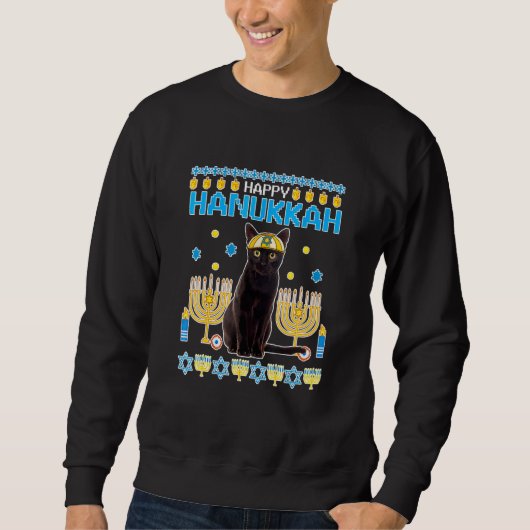 Fröhliches Hanukcat-Hässliches-Hanukkah-Pullover-K Sweatshirt (Vorderseite)