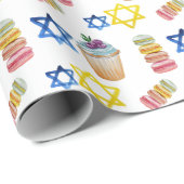 fröhliches Hanukkah-Wasserfarben-Muster Geschenkpapier (Rolleneckpunkt)