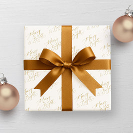 Fröhliches & Helles Gold Schriftzug Weihnachten Geschenkpapier