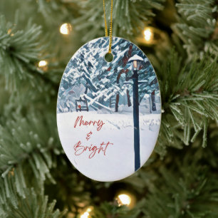 Fröhliches & Helles Weihnachtsbaumanhänger Keramik Ornament