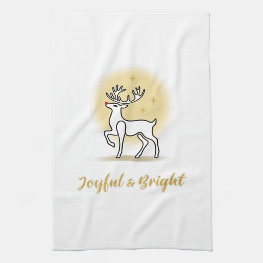 Fröhliches & Helles Weihnachtsrentier Geschirrtuch (Vertikal)