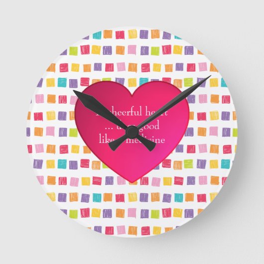 Fröhliches Herz-farbenes Muster Runde Wanduhr (Vorderseite)
