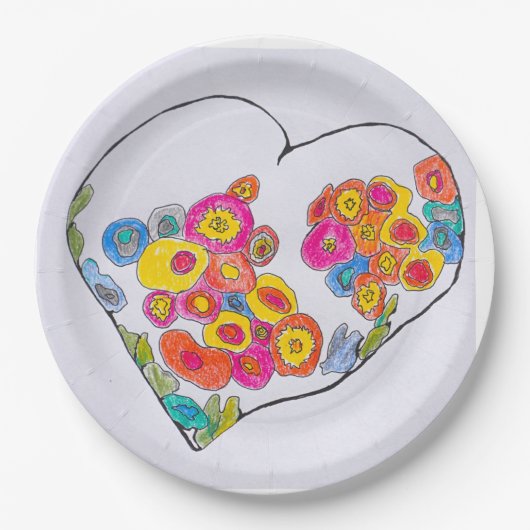 Fröhliches Herz von Lydia Art Sangria Pappteller (Vorderseite)