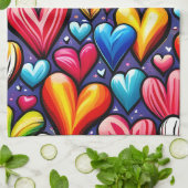 Fröhliches Herzmuster Geschirrtuch (Gefaltet)