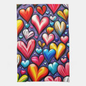 Fröhliches Herzmuster Geschirrtuch (Vertikal)
