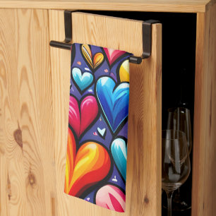 Fröhliches Herzmuster Geschirrtuch