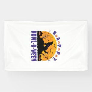 Fröhliches Heulen O Ween Heulendes Halloween Hund Banner