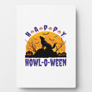 Fröhliches Heulen O Ween Heulendes Halloween-Hund- Fotoplatte