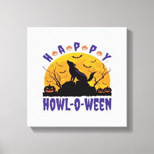 Fröhliches Heulen O Ween Heulendes Halloween-Hund- Leinwanddruck