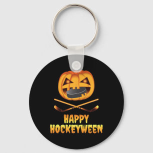 Fröhliches Hockeyween Hockey-Kürbis essender Puck Schlüsselanhänger