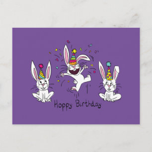 Fröhliches Hoppeliges Geburtstags-Hasen-Postkarte Postkarte