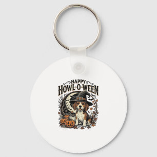 Fröhliches Howl-O-Ween Beagle Hexenhut Halloween-S Schlüsselanhänger