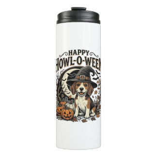 Fröhliches Howl-O-Ween Beagle Hexenhut Halloween-S Thermosbecher