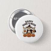 Fröhliches Howl-O-Ween Corgi Halloween Hund Vector Button (Vorne & Hinten)