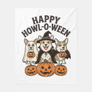 Fröhliches Howl-O-Ween Corgi Halloween Hund Vector Fleecedecke