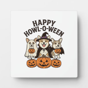 Fröhliches Howl-O-Ween Corgi Halloween Hund Vector Fotoplatte
