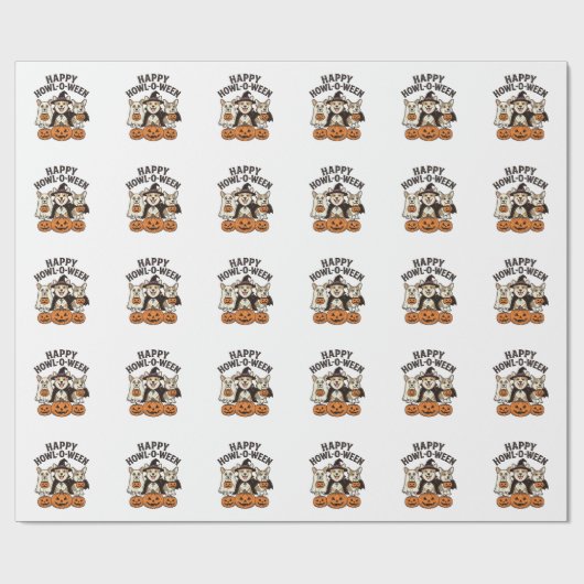 Fröhliches Howl-O-Ween Corgi Halloween Hund Vector Geschenkpapier (Flach)