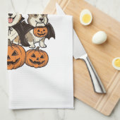 Fröhliches Howl-O-Ween Corgi Halloween Hund Vector Geschirrtuch (Viertel Falte)
