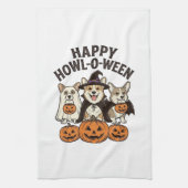 Fröhliches Howl-O-Ween Corgi Halloween Hund Vector Geschirrtuch (Vertikal)