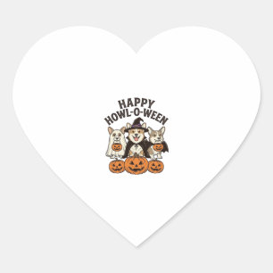 Fröhliches Howl-O-Ween Corgi Halloween Hund Vector Herz-Aufkleber