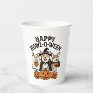 Fröhliches Howl-O-Ween Corgi Halloween Hund Vector Pappbecher