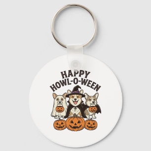 Fröhliches Howl-O-Ween Corgi Halloween Hund Vector Schlüsselanhänger