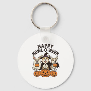Fröhliches Howl-O-Ween Corgi Halloween Hund Vector Schlüsselanhänger