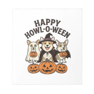 Fröhliches Howl-O-Ween Corgi Halloween Hund Vektor Notizblock