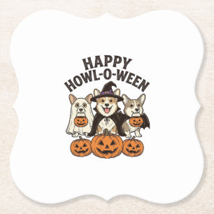 Fröhliches Howl-O-Ween Corgi Halloween Hund Vektor Untersetzer