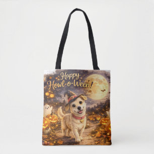 Fröhliches Howl-o-Ween Süßer Hund Halloween-Design Tasche
