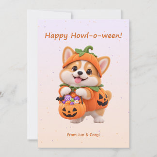 Fröhliches Howl-o-ween Süßer Kürbis Corgi Hallowee Feiertagskarte