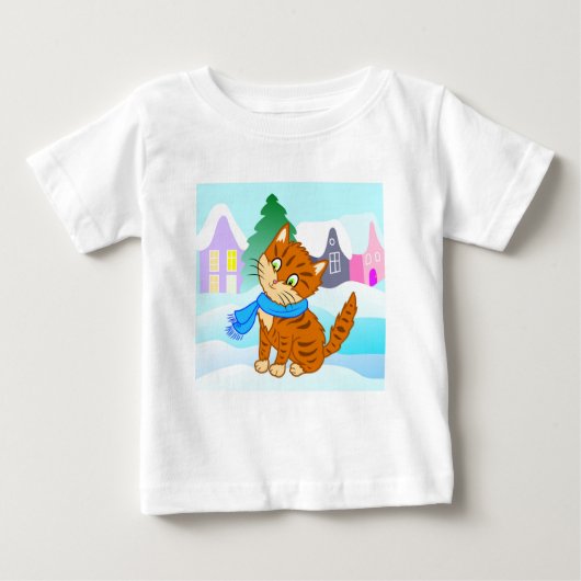 fröhliches Ingwerkitten im Cartoon-Stil Baby T-shirt (Vorderseite)