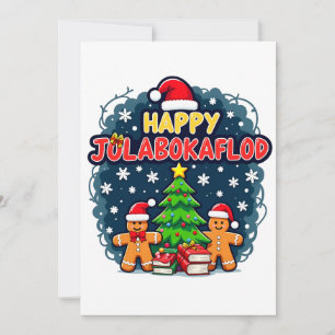Fröhliches Jolabokaflod-Familienfeier-Geschenk Feiertagskarte