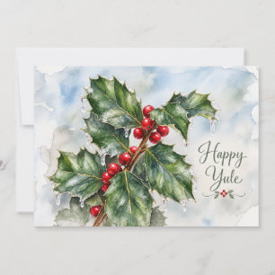 Fröhliches Julfest Winter Stechpalmenblätter und r Feiertagskarte