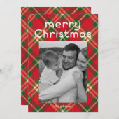 Fröhliches Kariertes Foto Feiertagskarte (Vorne/Hinten)