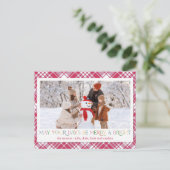 Fröhliches Kariertes Foto Feiertagspostkarte (Stehend Vorderseite)