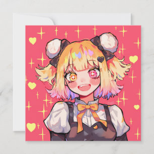 Fröhliches Kawaii-Charakter-Party-Thema Einladung