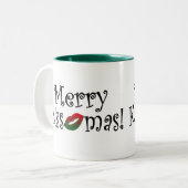 Fröhliches Kissmas Zweifarbige Tasse (Vorderseite Links)