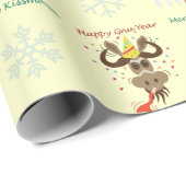 Fröhliches Kissmoose_Happy Gnu-Jahr pattern_yellow Geschenkpapier (Rolleneckpunkt)