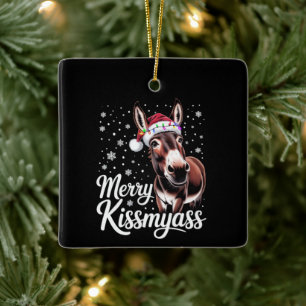 Fröhliches Kissmyass Esel Sarkastisches Weihnachte Keramikornament