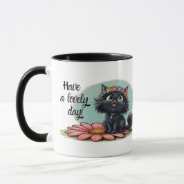 Fröhliches Kitten auf einer Blume - Lächeln Sie mi Tasse