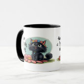 Fröhliches Kitten auf einer Blume - Lächeln Sie mi Tasse (Vorderseite Links)